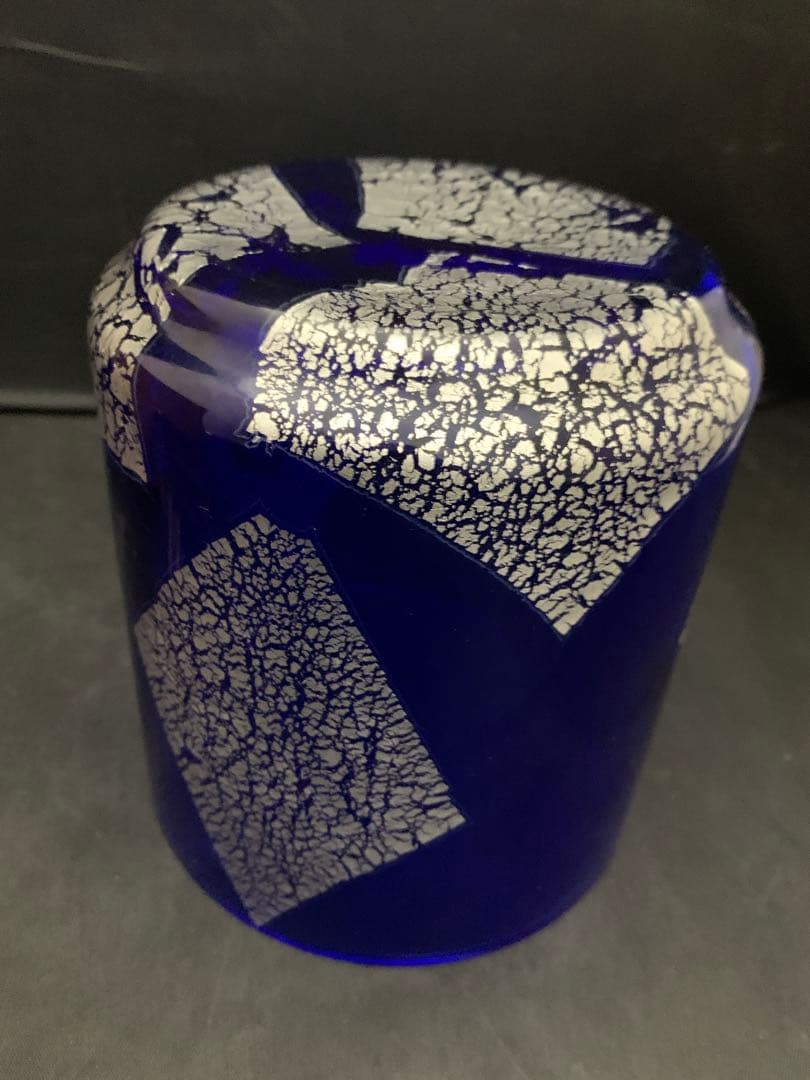 銀箔 水指 青ガラス水指　茶道具