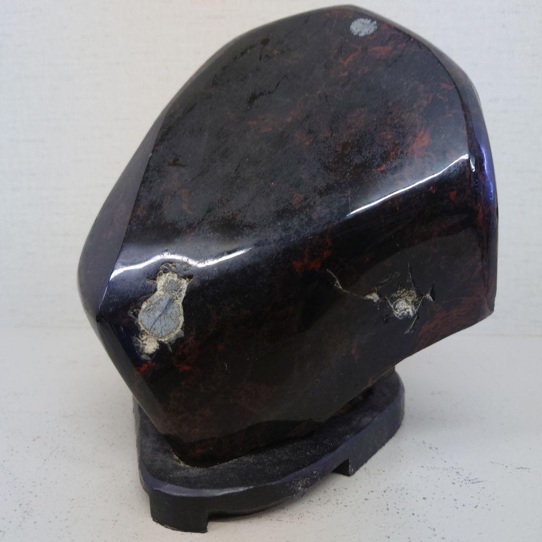 天然石 置物 黒赤の多面体