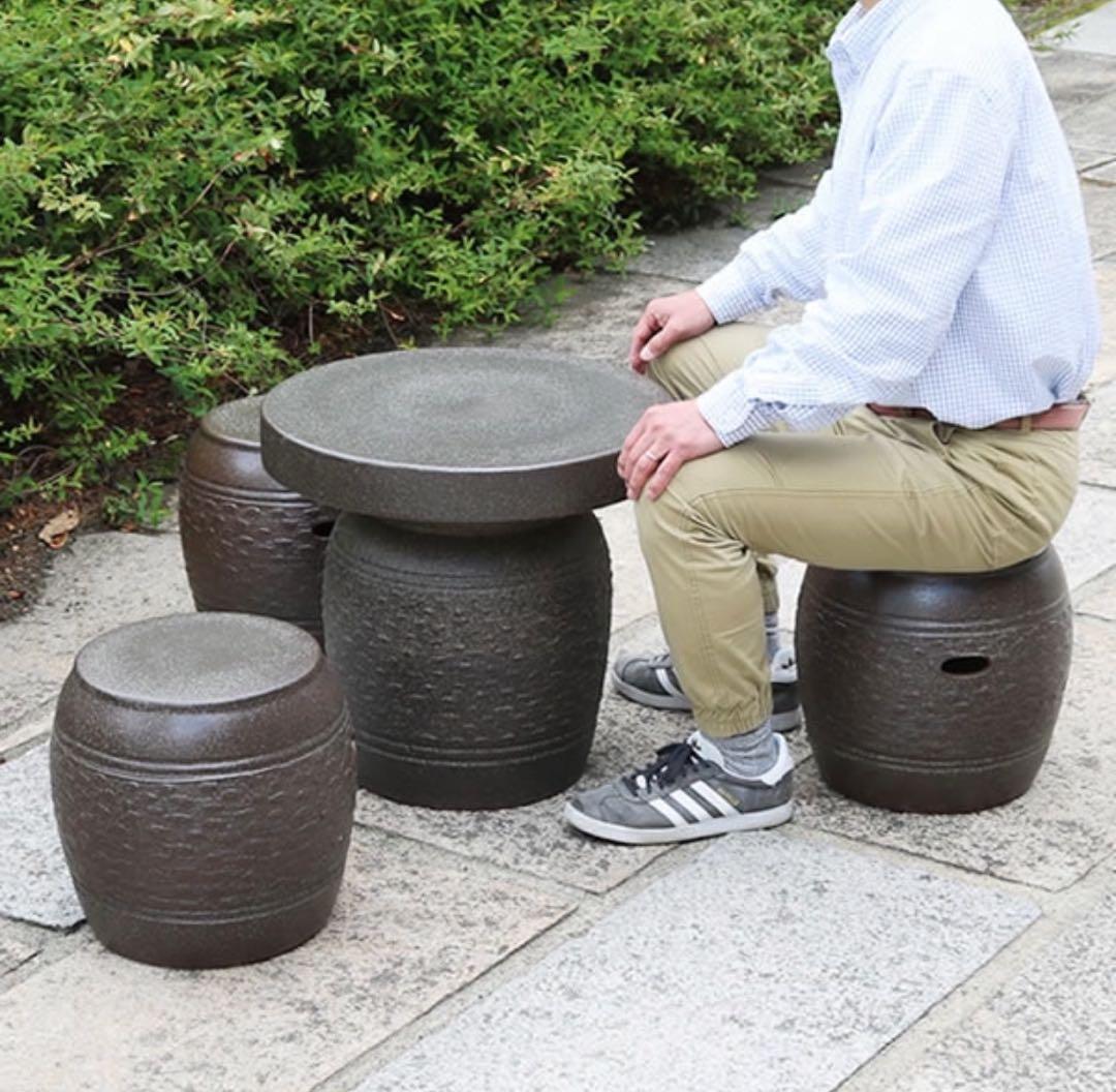 【akairo】定価10万円　信楽焼 焦げ窯変テーブル　4点セット