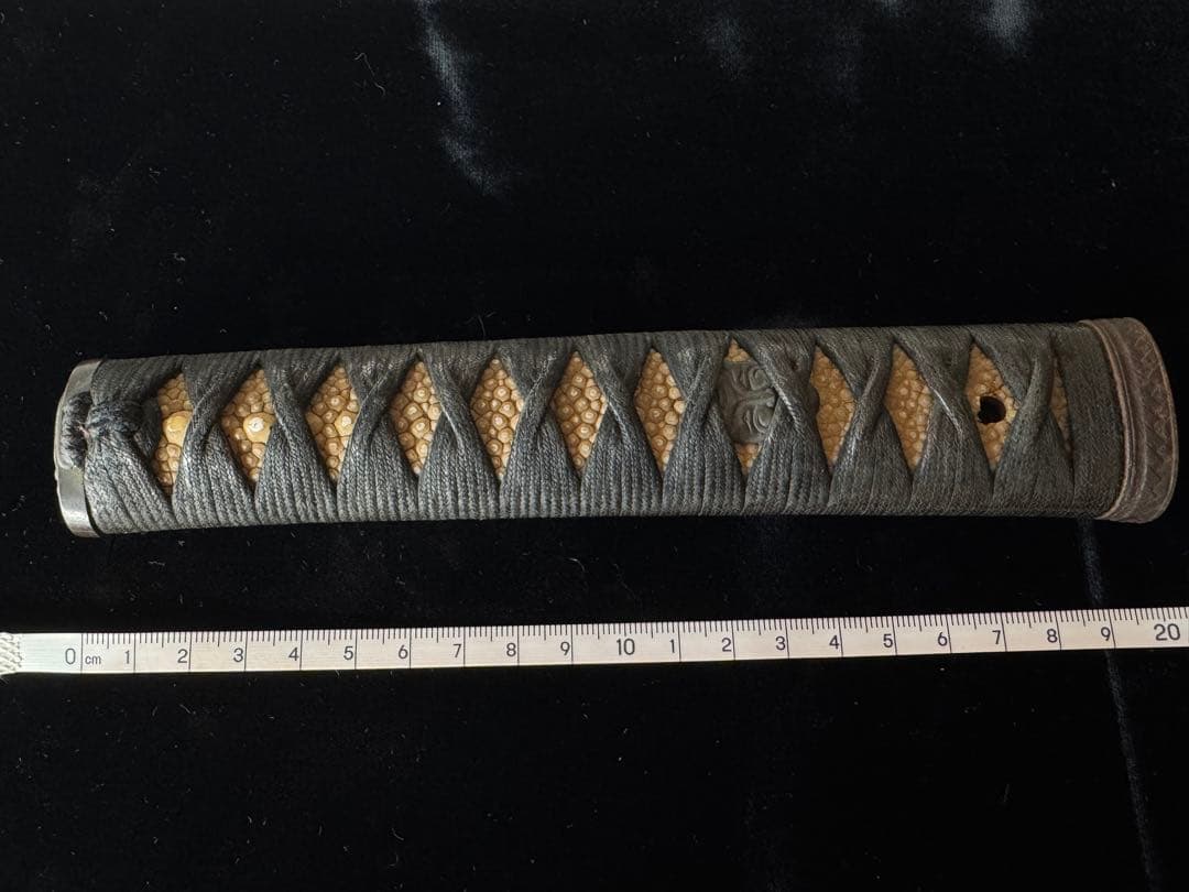 柄前 能面図 柄巻 日本刀 刀装具 骨董 古美術 江戸時代 時代物