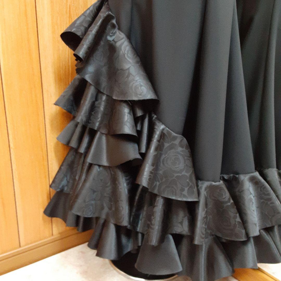 フラメンコ衣装　☆ファルダのみ　ブラックファルダ豪華フリル