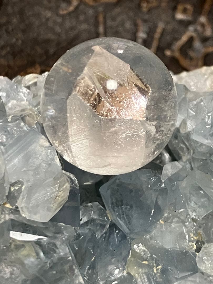 高品質　クォーツインクォーツ　貫入り水晶スフィア　19.0mm
