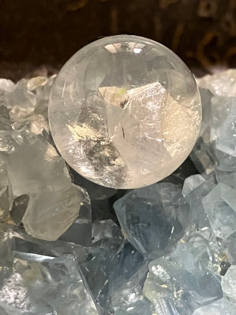 高品質　クォーツインクォーツ　貫入り水晶スフィア　19.0mm