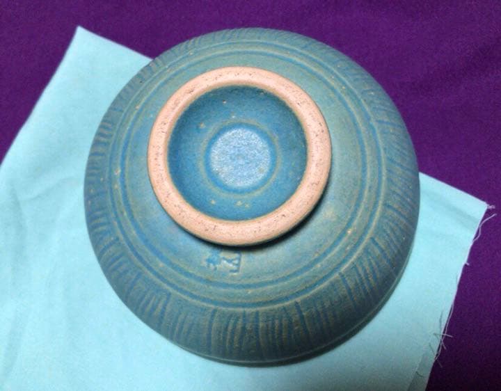 茶道具トルコ青晴茶碗桃山窯　林英二☆共箱書付☆