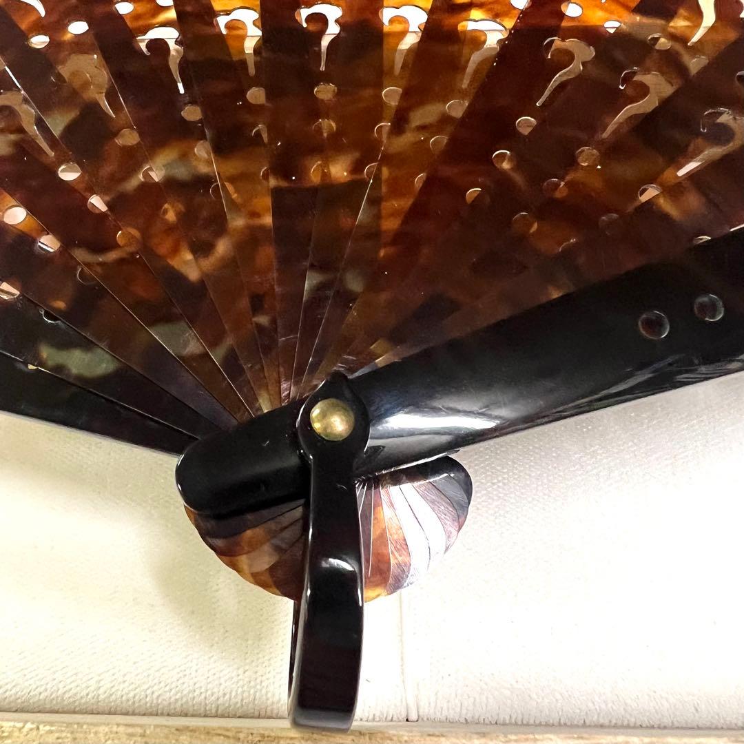 美品 鼈甲 ベッコウ べっ甲 扇子 センス せんす