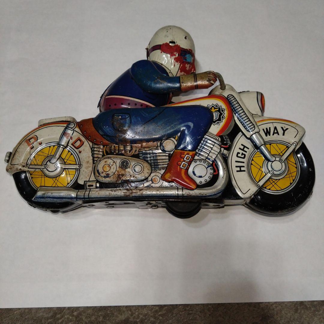 昭和レトロ アサヒ玩具 ブリキ製 白バイ