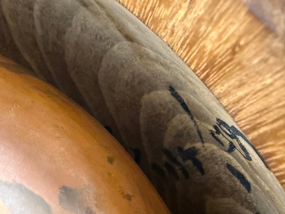 昭和初期　大胆な杢目が目を引く桐の火鉢　木胴銅張り　古民具　当時物　希少