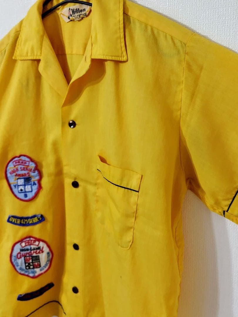 希少 50年代〜 HILTON ヒルトン 黒タグ ワッペン ボーリング シャツ
