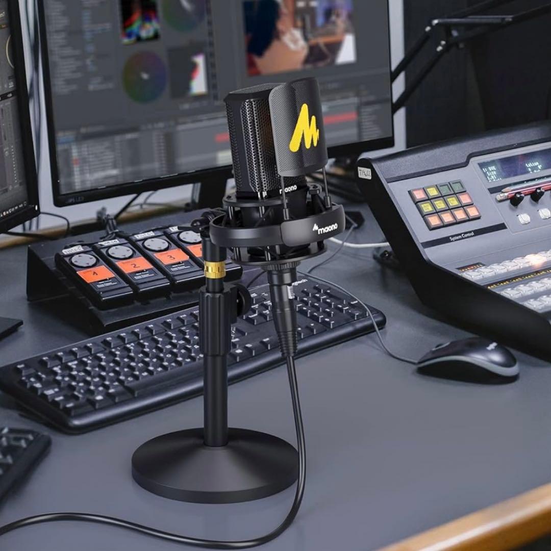 MAONO XLR コンデンサーマイク 34mm大型ダイアフラム付き