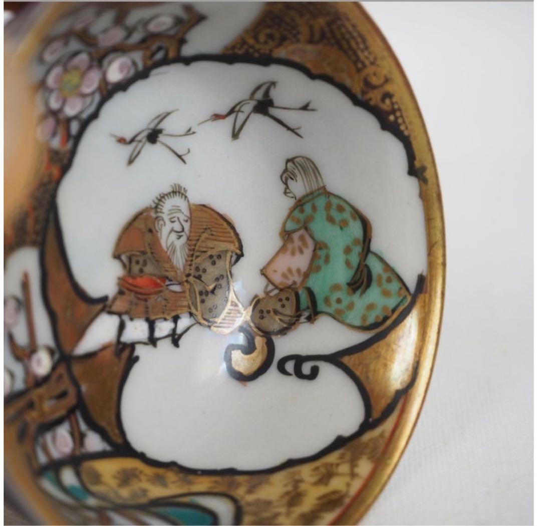 送料無料　極上品　明治～大正期九谷焼ぐい呑み（煎茶碗）5客 完品無傷