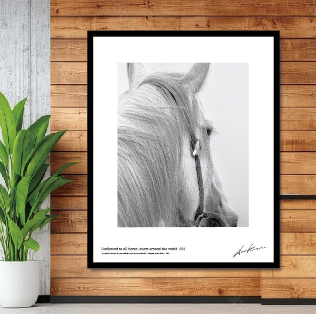 白馬／完全オリジナル・絵画のようなアートポスター　400×500