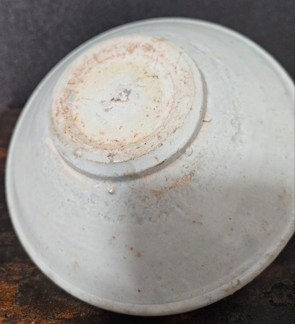 李氏朝鮮時代　半島古陶磁器　半島古美術 李朝白磁　平茶碗　夏茶碗　約16.1cm