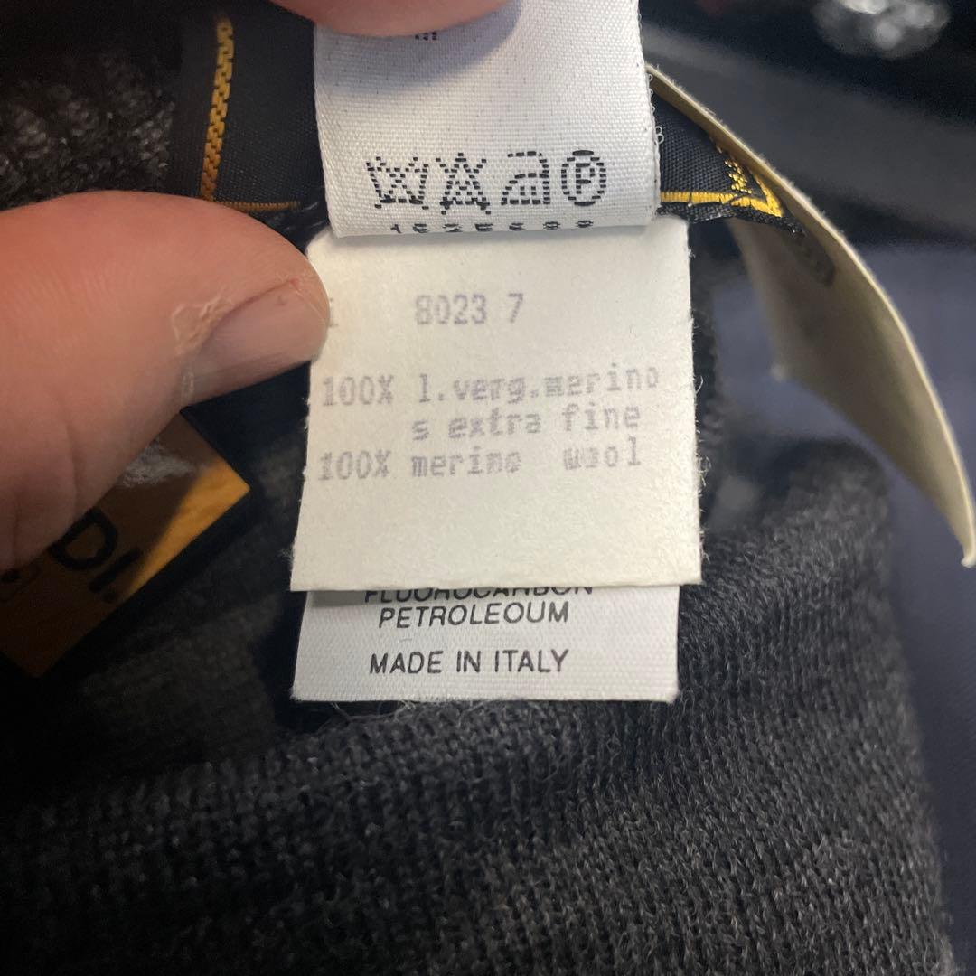 未使用品　FENDI ズッカ柄 ニット帽 ウールマーク グレー　タグ付き