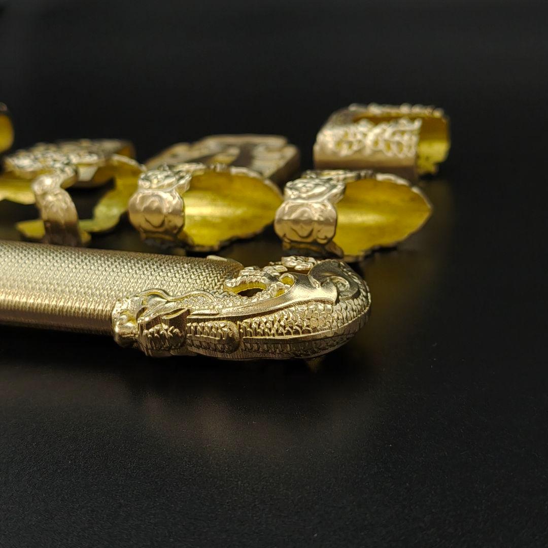 唐様大刀　水龍剣　刀鍔　目貫　縁頭　切羽　鐺　柄鞘一式金具　銅製