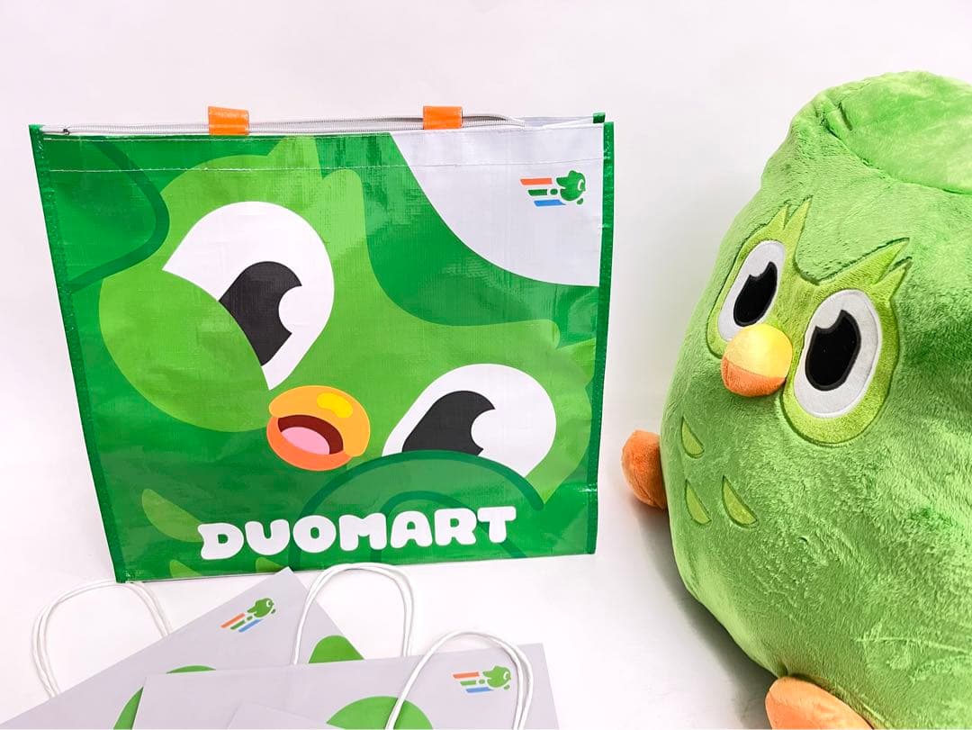 【デュオリンゴ】ラストワン賞ビッグデュオぬいぐるみ・ショッパー袋Duolingo
