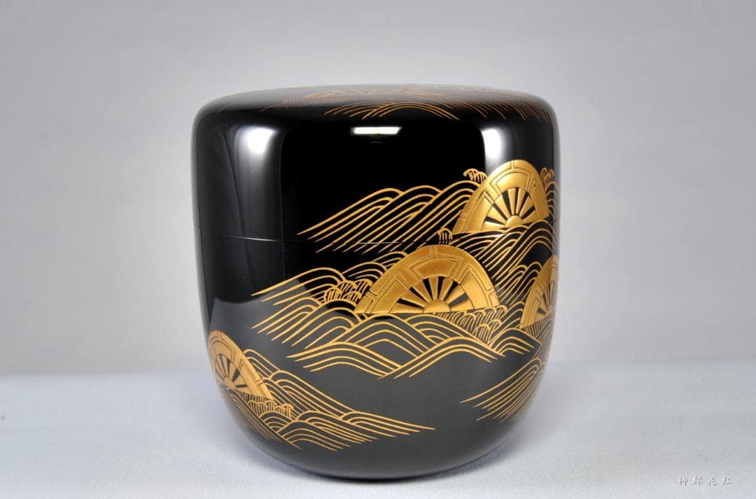 中村宗尹 片輪車蒔絵 大棗 内銀溜 共箱 茶道具