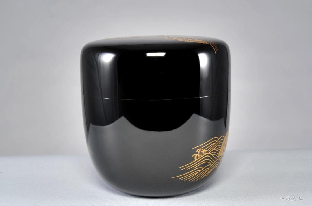 中村宗尹 片輪車蒔絵 大棗 内銀溜 共箱 茶道具