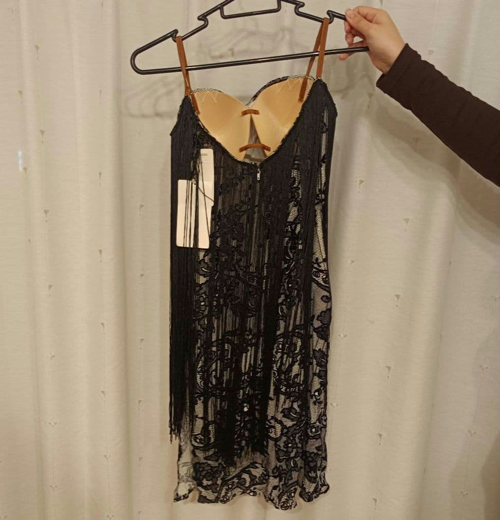 タカダンス ラテンドレス フリンジ 黒