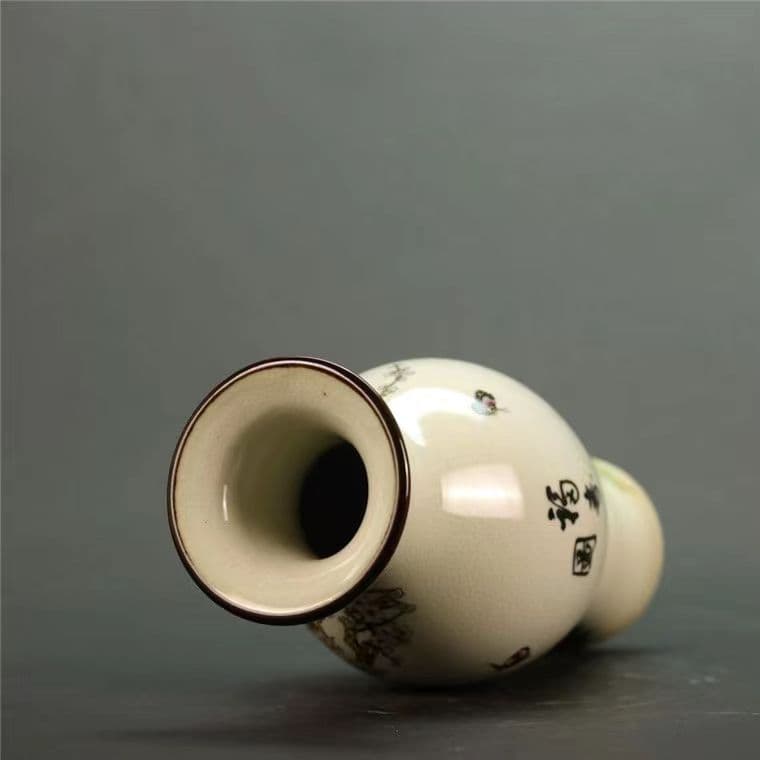 大清乾隆陶磁器 粉彩福寿図魚尾花瓶 置物 アンティーク磁器