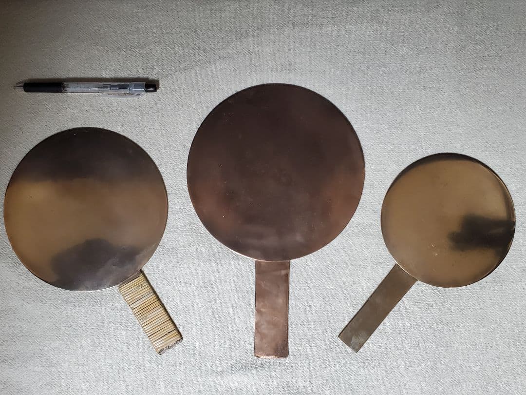 アンティーク銅鏡　藤原一族 藤原 栄信　政重　重義の三枚