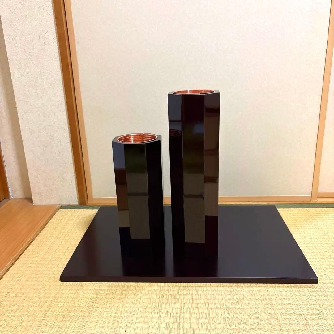 51 長二巻筒　八角長二管筒　2本セット　花入れ　生け花　未生流　御室流　花器