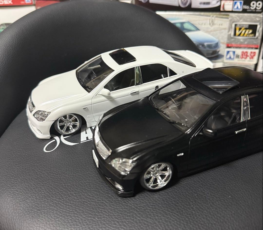 アオシマ GRS182 クラウン アスリート 2台セット 深リムホイール仕様