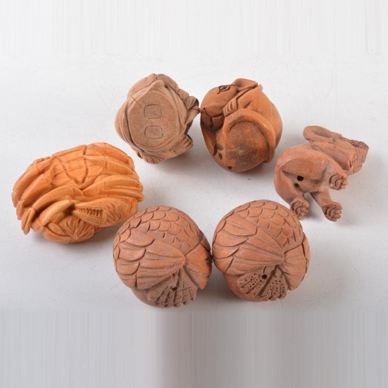 時代提げ物　唐木黄楊木彫刻　犬・猿・豚など　根付　置物　21点　M　5531