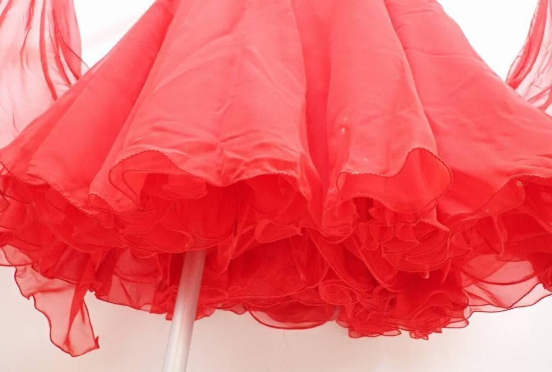 6361★タカダンス★赤/スパンコール/スタンダードドレス☆社交ダン