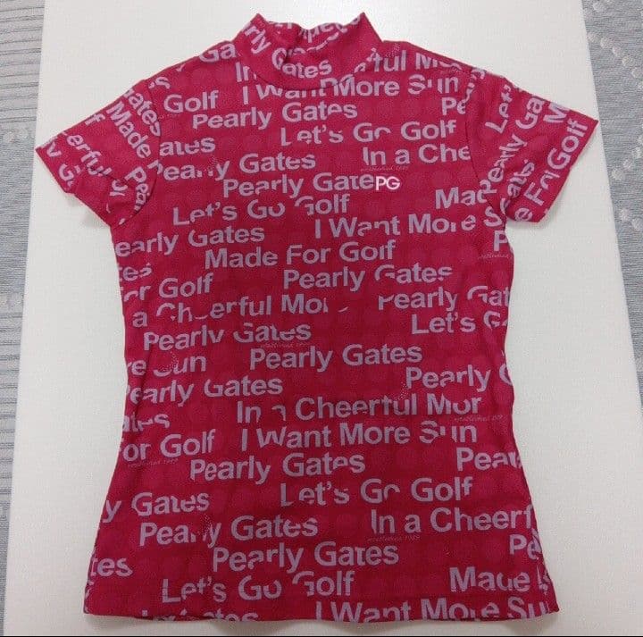 美品！パーリーゲイツ半袖ハイネックジャガードカットソー◇0号◇