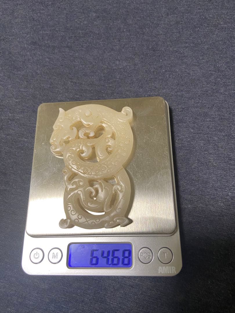 古美術品　白玉 龍鳳文　砡　65g