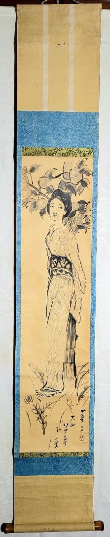 掛け軸　竹久夢二　肉筆美人画　合わせ箱　書画、骨董品、美術品