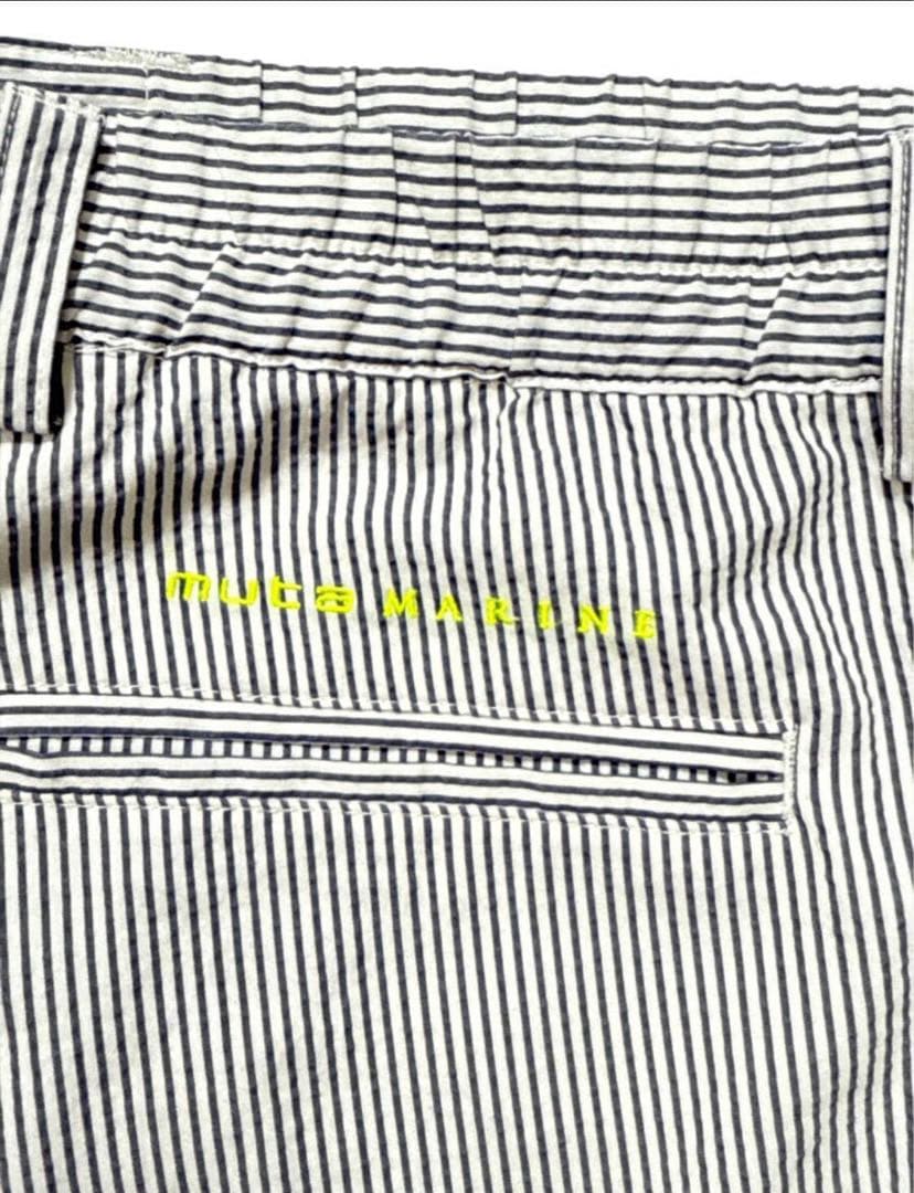 muta MARINE ムータマリン ロゴ刺繍 ストライプ柄 ゴルフ パンツ