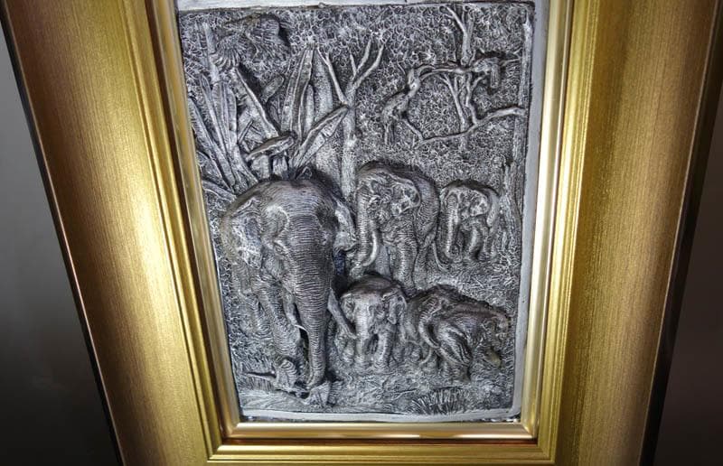 アルミニウム ジャングル 象 Foil Art 立体 芸術品 真作 2235