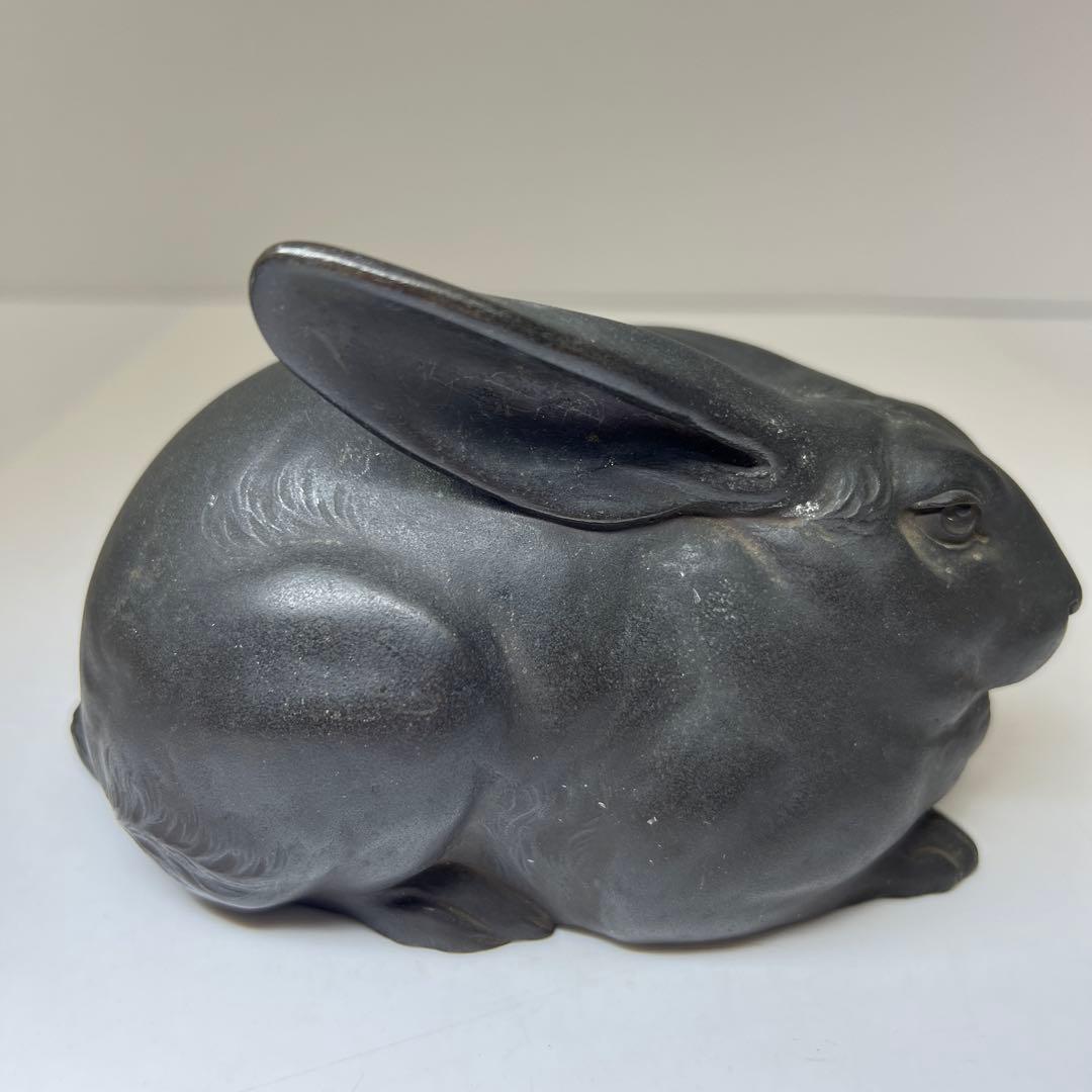 専用　義勝在銘　ブロンズ銅製ウサギ置物　1491g 東Y8-0130☆2Fトヒカ