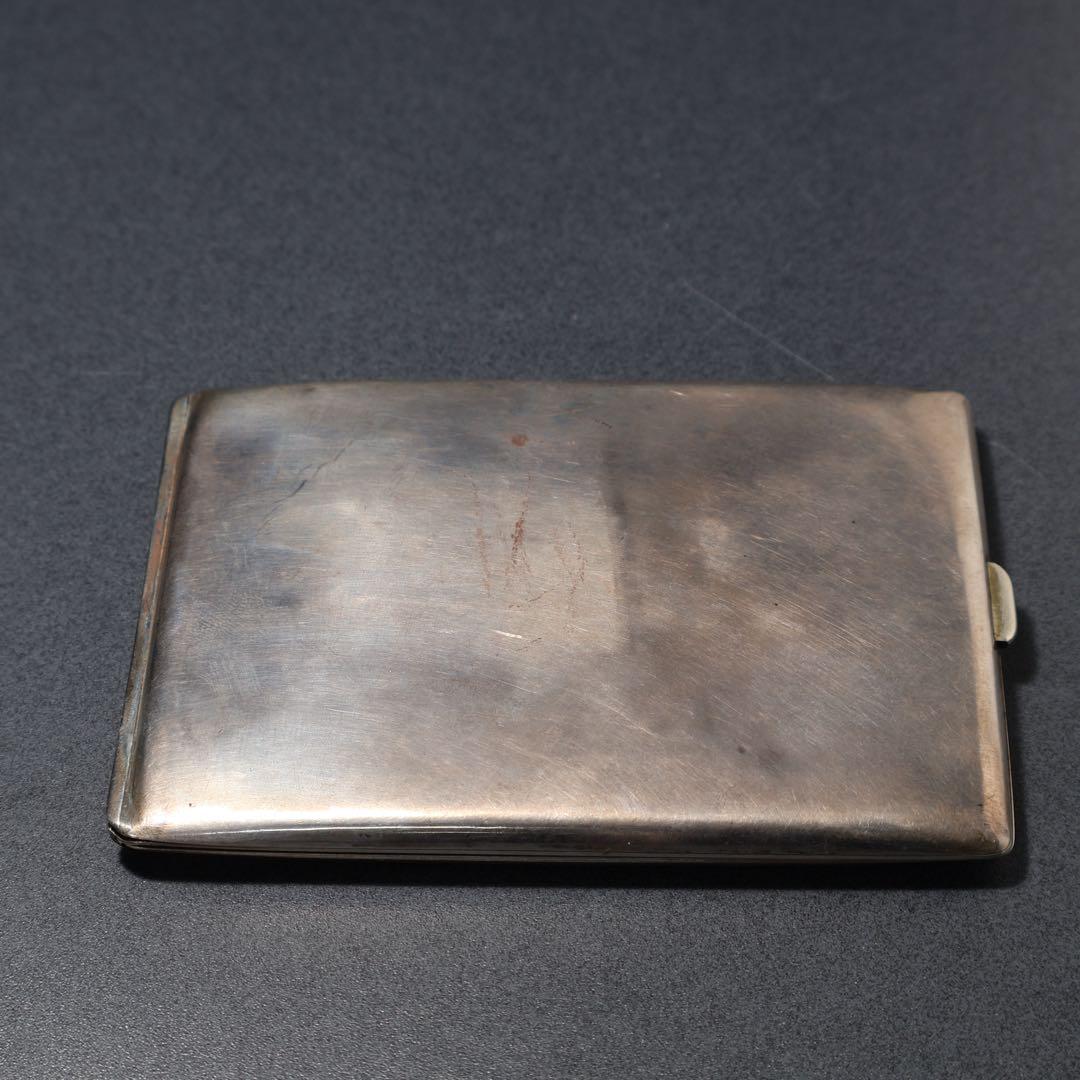 銀製シガレットケース　菊図　美正作　骨董　アンティーク　R1483K3