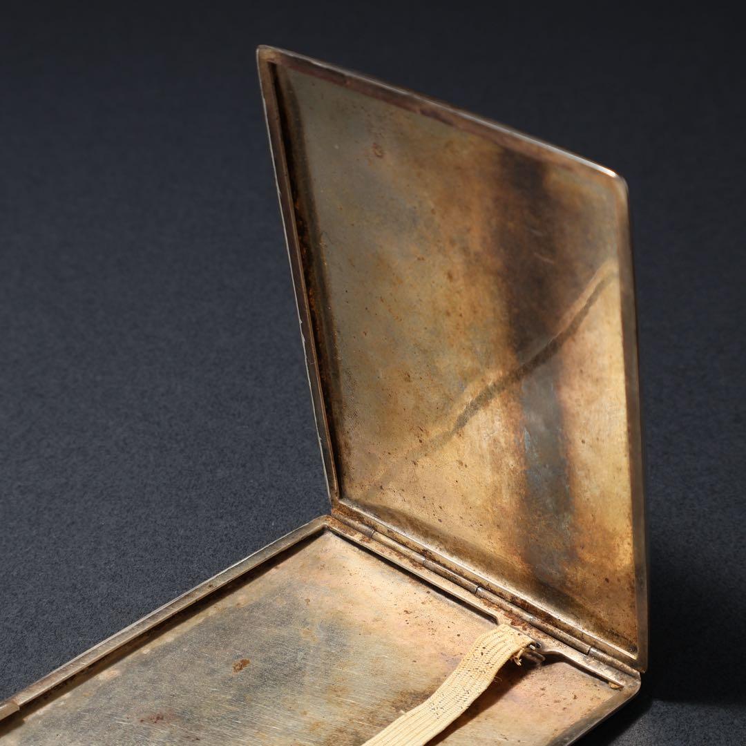 銀製シガレットケース　菊図　美正作　骨董　アンティーク　R1483K3