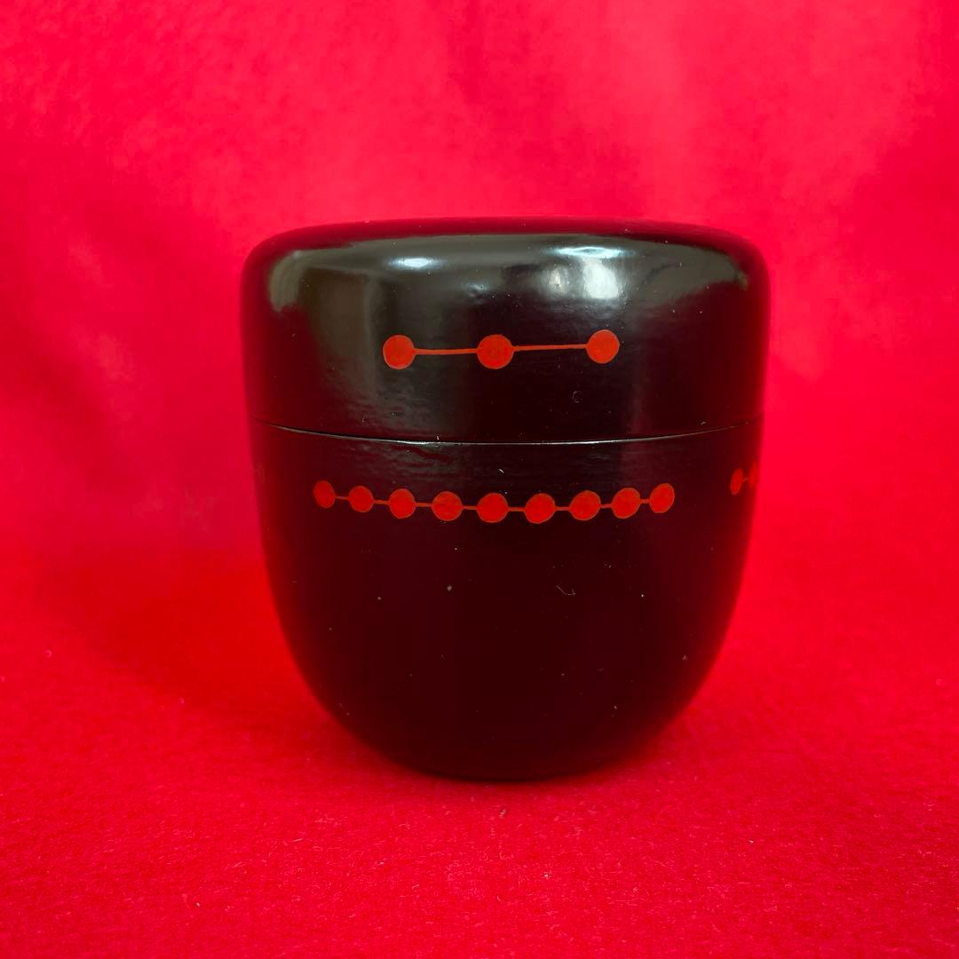 茶道具 木製棗 赤緑模様　圓能斎好　亀蔵棗　一峰作