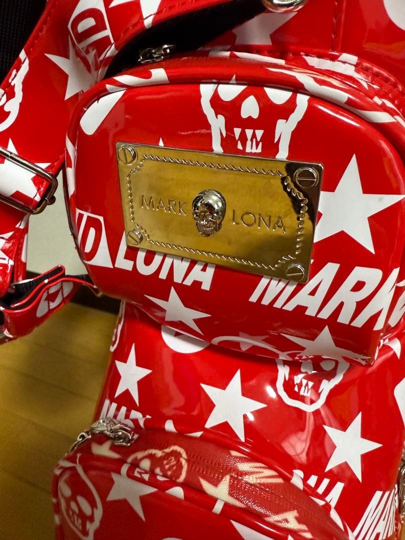 MARK&LONA 赤 スカルデザイン キャディバッグ ヘッドカバーセット