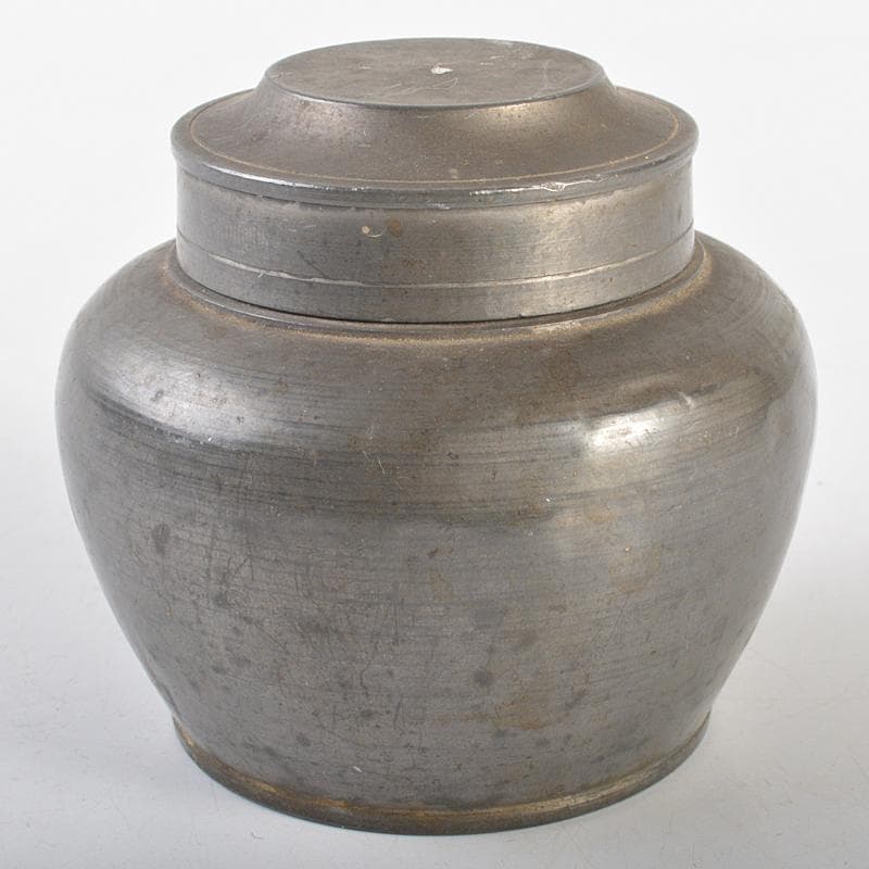 煎茶道具　鮎銅銘　古錫　茶壷　茶心壷　約242g　D　R7114