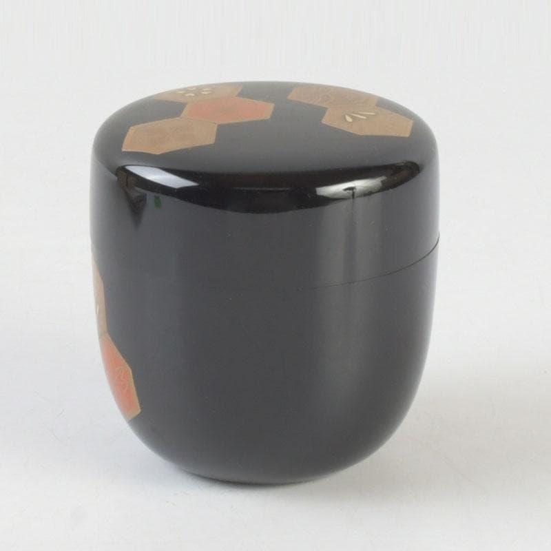 茶道具　中島楽堂作　亀甲花草蒔絵　中棗　共箱　V　9707