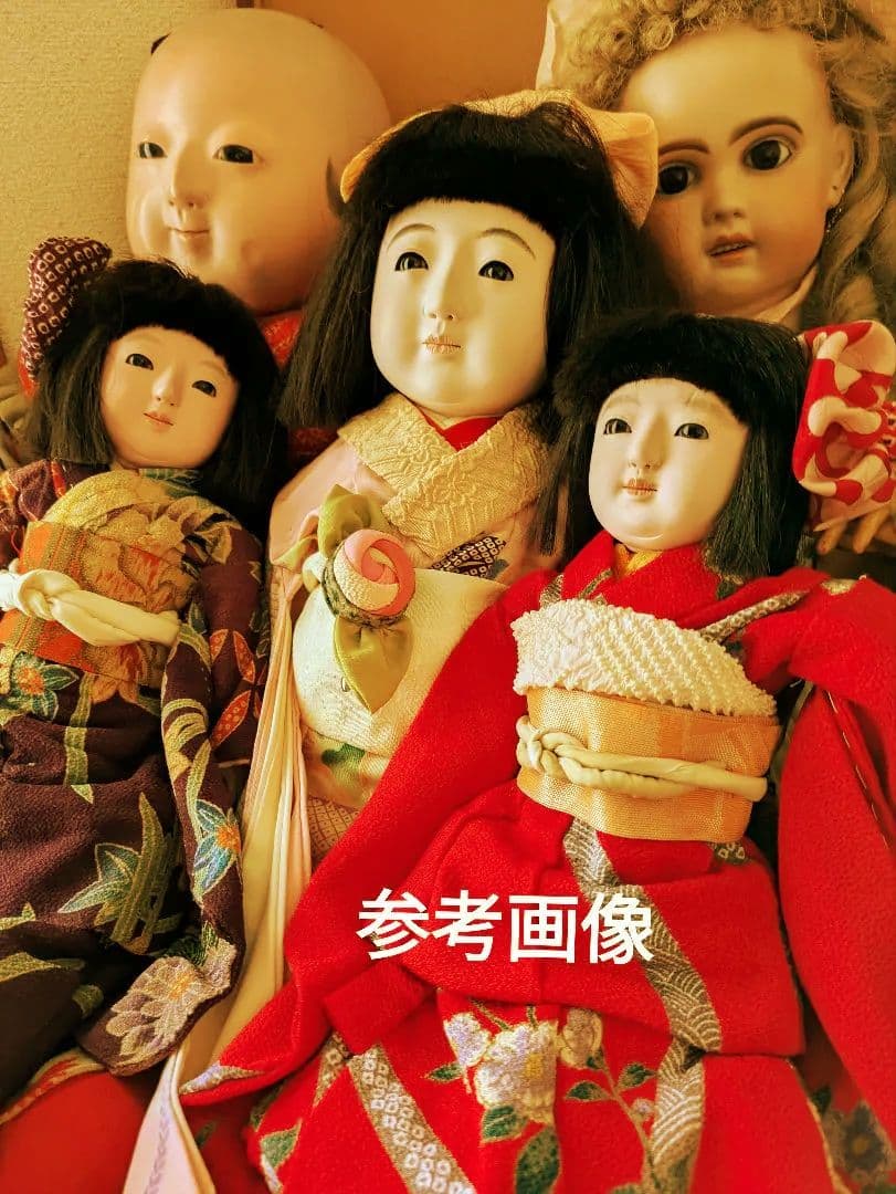 2*r様 昭和初期　正絹縮緬　市松人形 ２体 伝統工芸品 紫 赤　ビスクドール