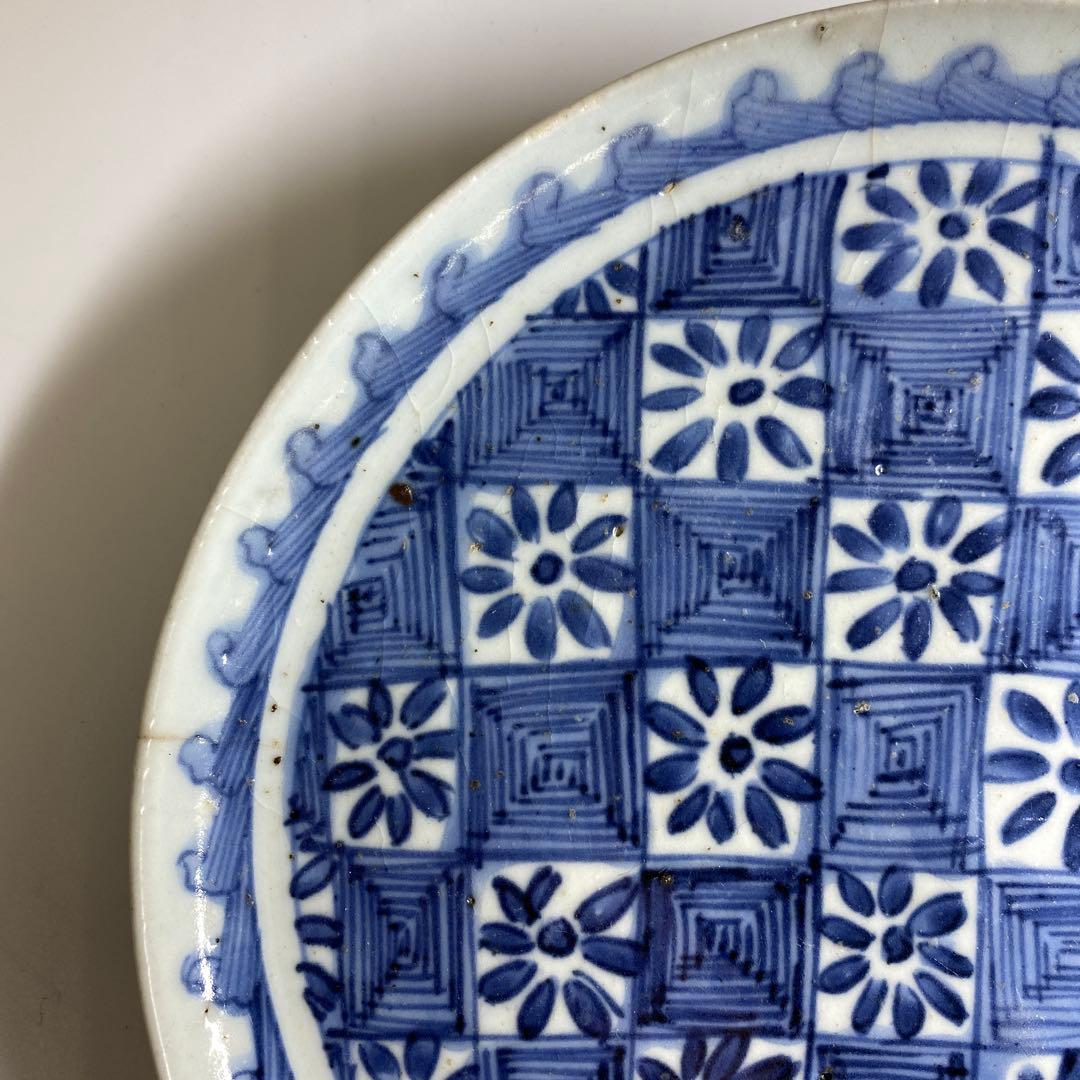 江戸初期　上手初期伊万里　染付中皿　合箱　約20㎝　東Y7-0331☆2Fトトヒ