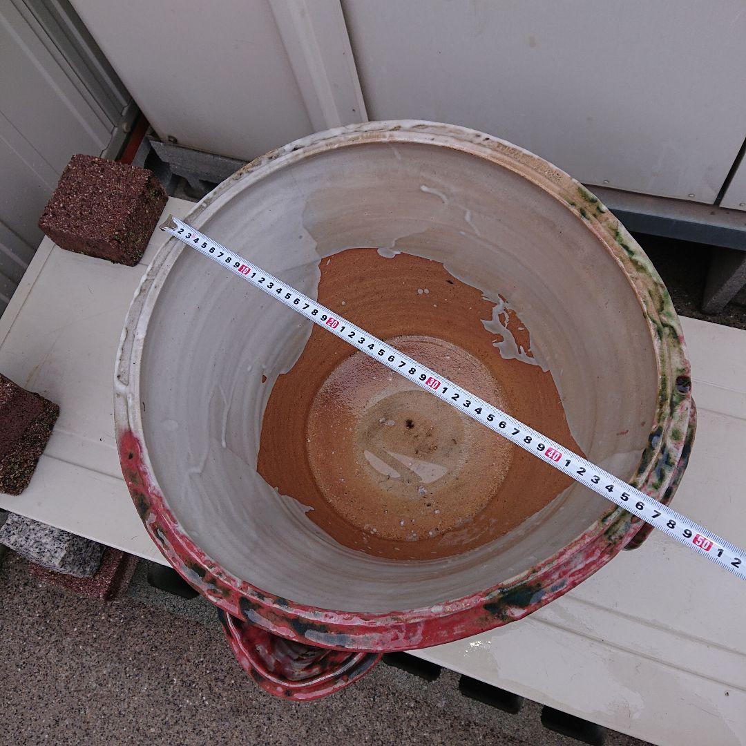 陶器ラッパ型睡蓮アンティーク睡蓮鉢