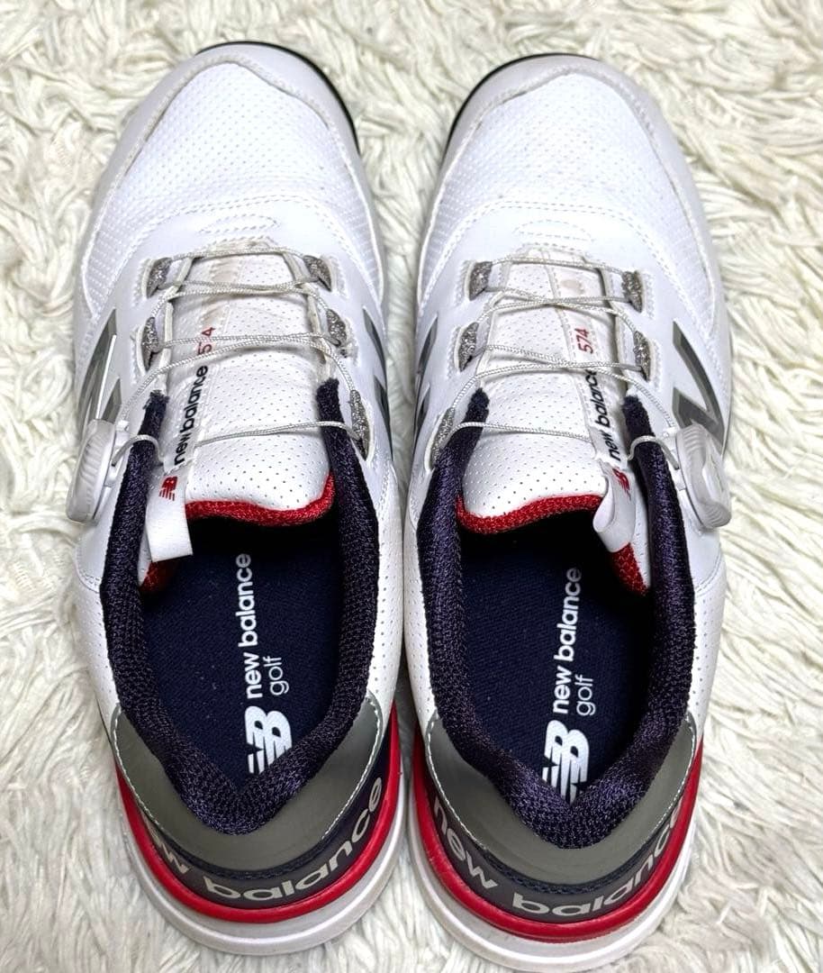 【美品】new balance ゴルフシューズ 26.5㎝ 白/紺/赤