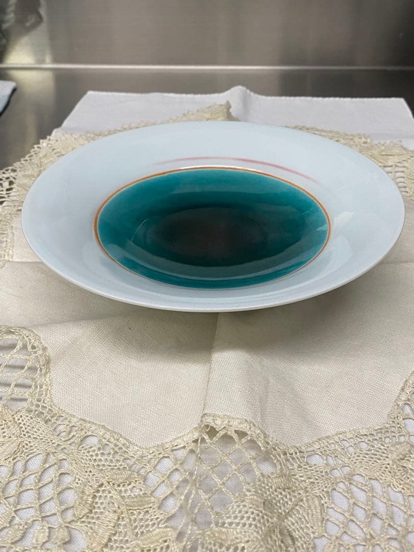 有田焼泰明窯　前田泰昭　高台皿　湖畔(未使用、実家保管品)