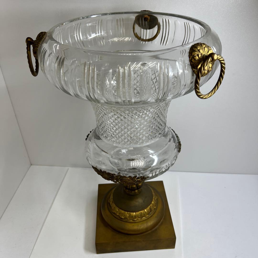 明治時代　ギヤマン切子　大花瓶　高さ48㎝　トヒチサ　東な8-0106④