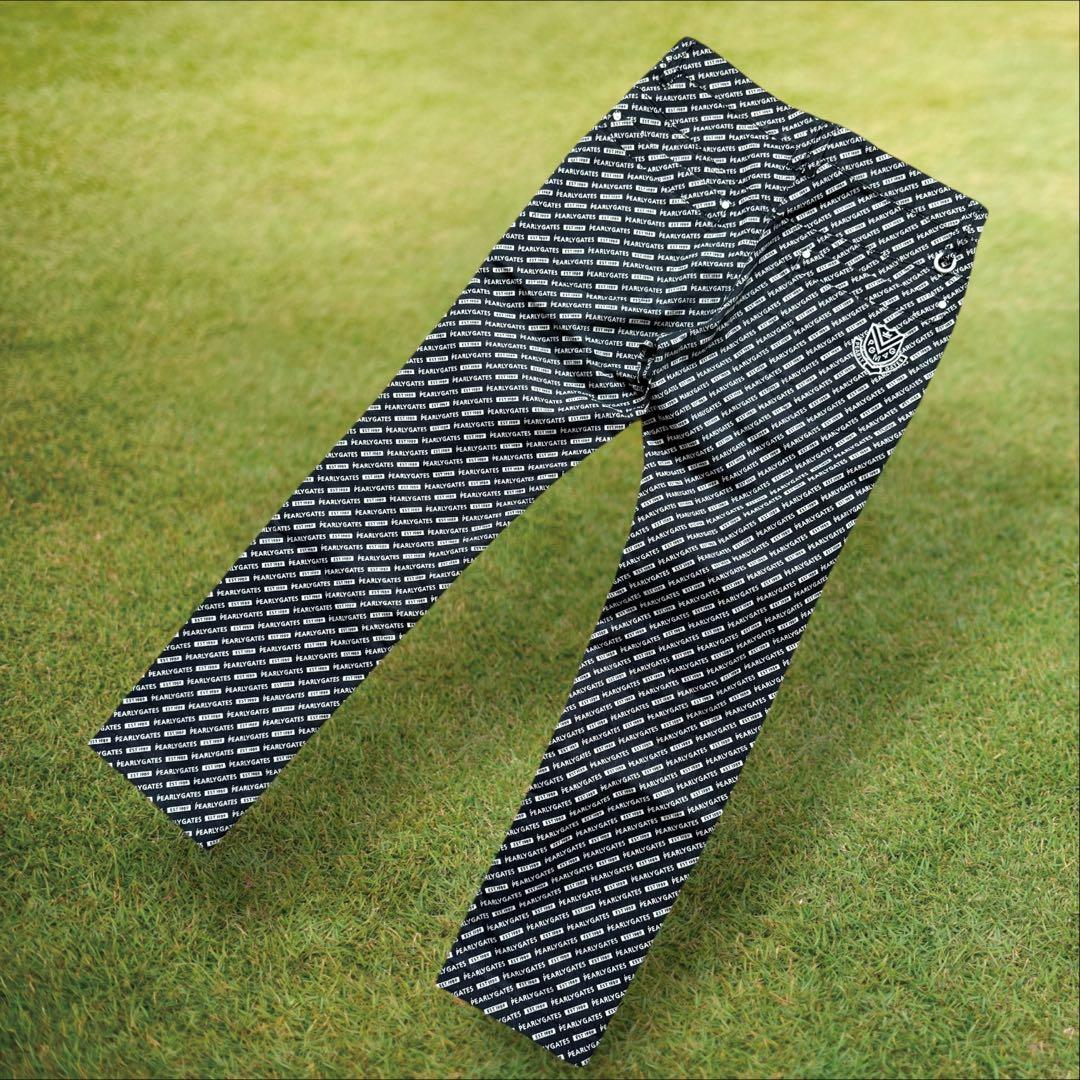 パーリーゲイツ　パンツ　総柄　紺　ネイビー　S〜M相当　コットン素材　生地厚　3