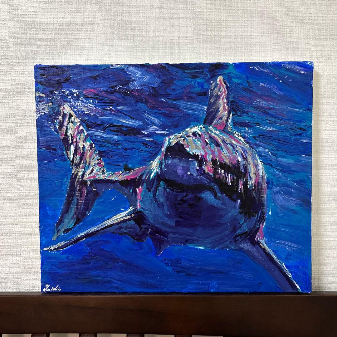 ホオジロザメ　アクリル画　原画