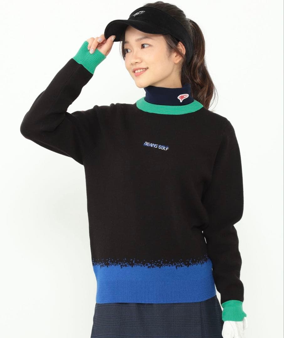 BEAMS GOLF ストリートアート ニット セーター 冬ゴルフ 黒