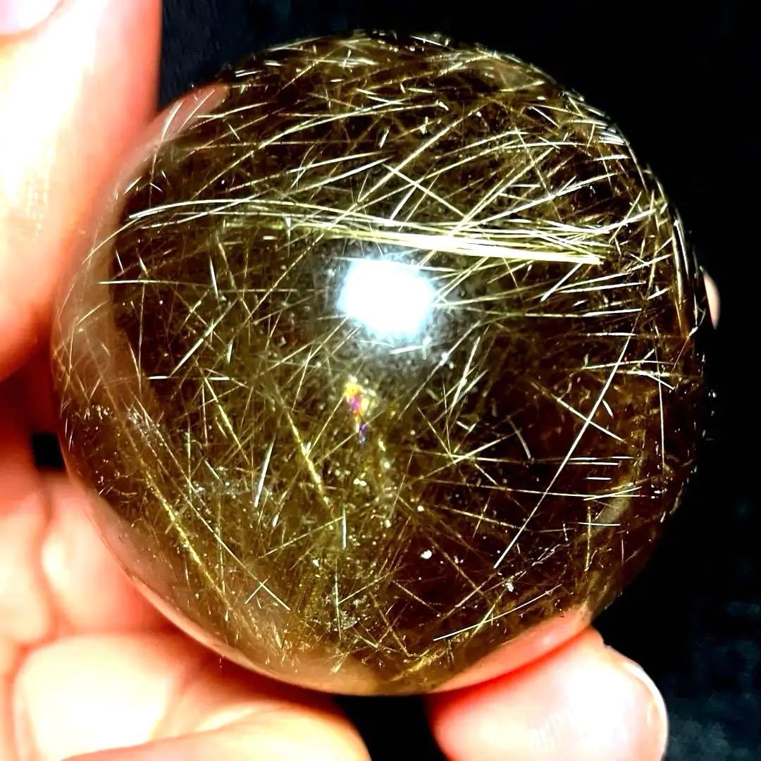 超絶綺麗✨45mm ゴールドルチルクォーツ　丸玉　スフィア　金針水晶